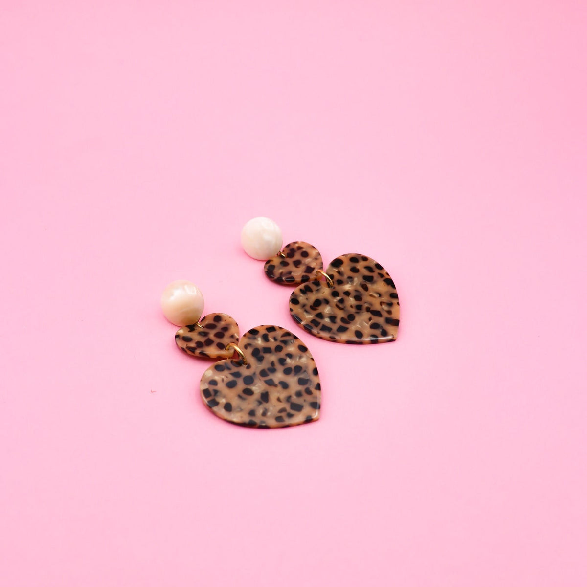 Boucles d’oreilles Grand Amour - Beige et léopard