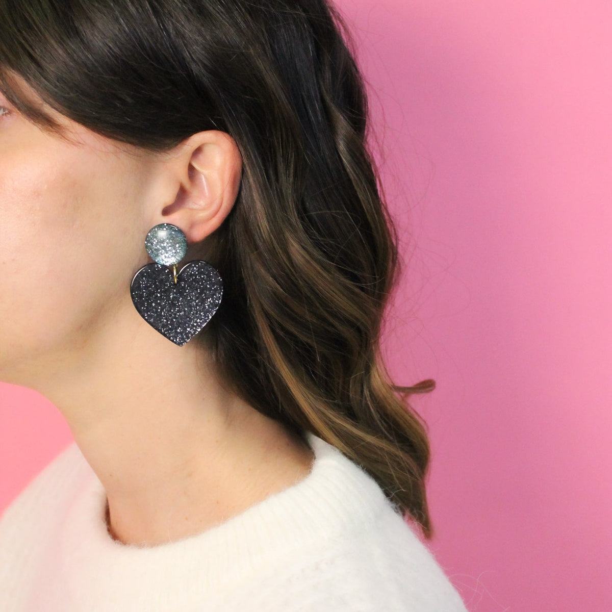 Boucles d'oreilles Coeur - Bleu nuit et bleu glacier