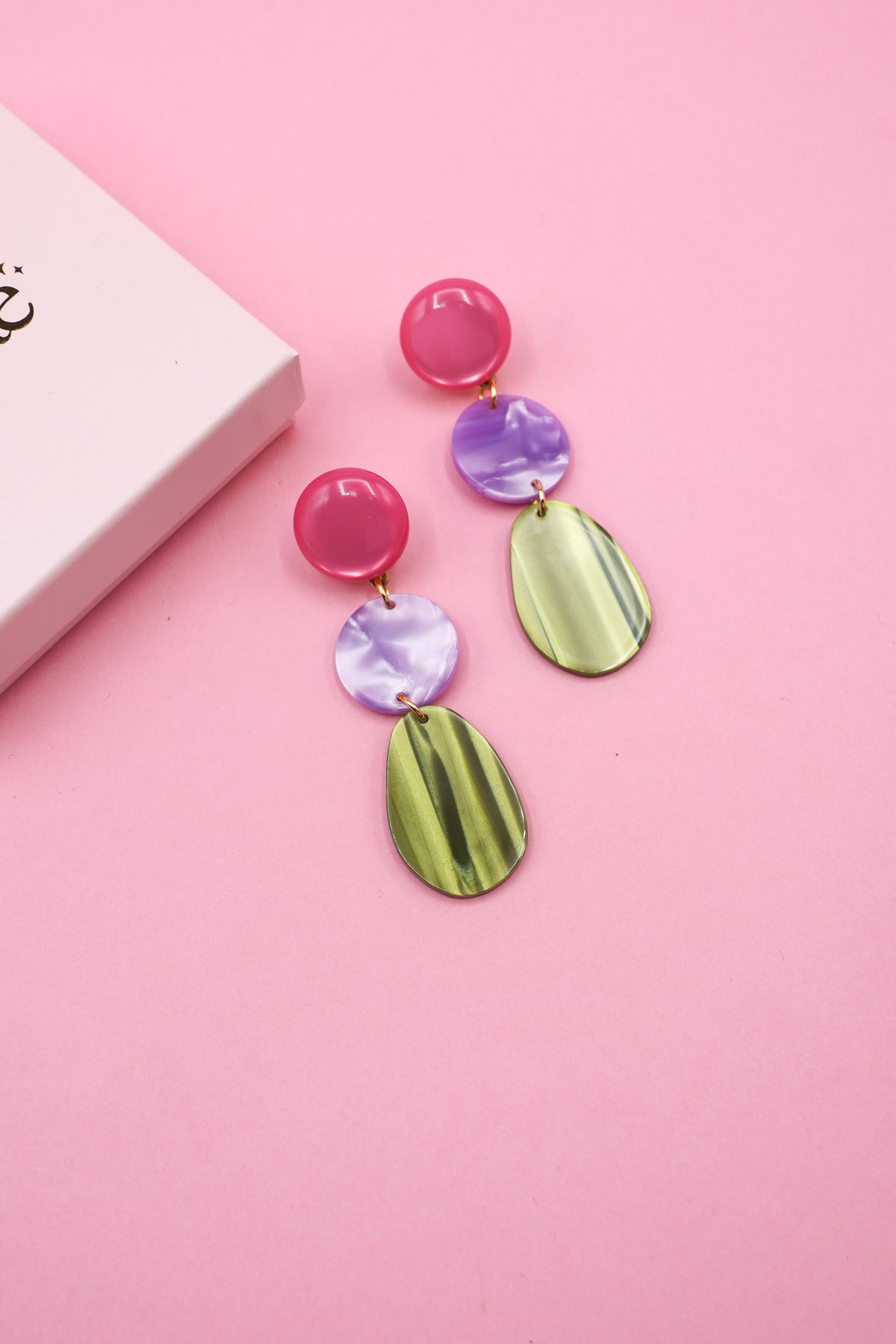 Boucles Romy - Rose, Lilas et Pistache