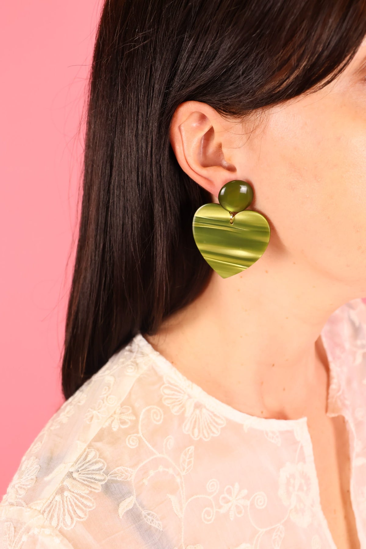 Boucles d'oreilles Coeur - Pistache