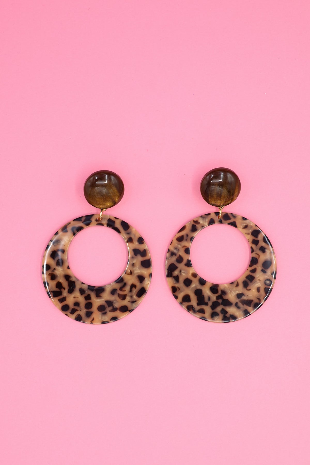 Boucles d'oreilles Betty - Marron et Léopard