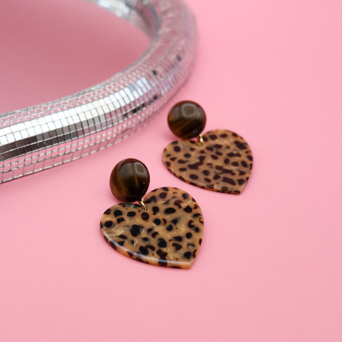 Boucles Coeur - Chocolat et Léopard