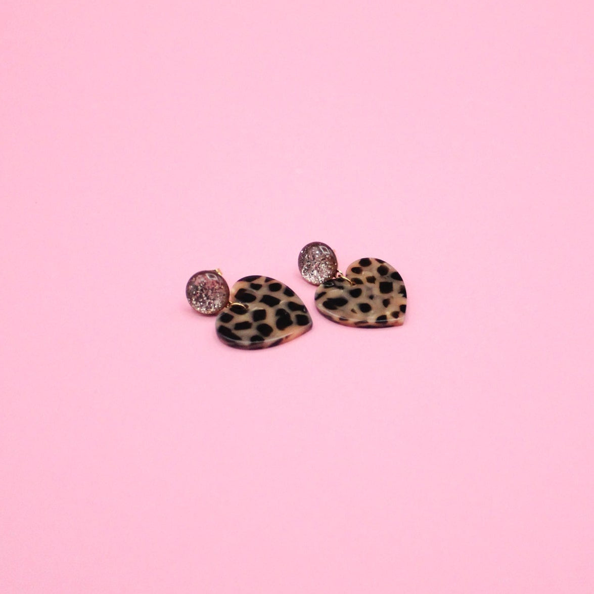 Boucles Mini Coeur – Léopard et doré
