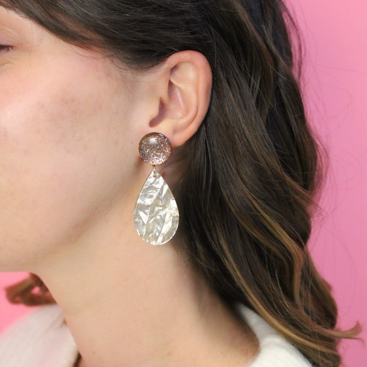 Boucles Giulia – Doré et beige métallisé