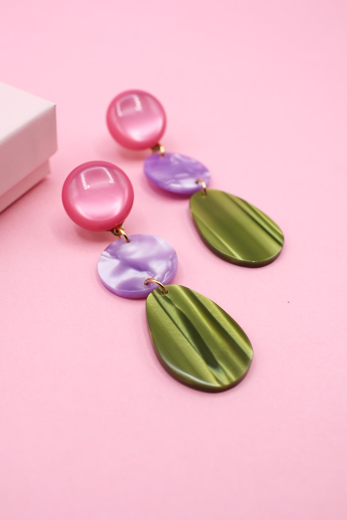 Boucles Romy - Rose, Lilas et Pistache