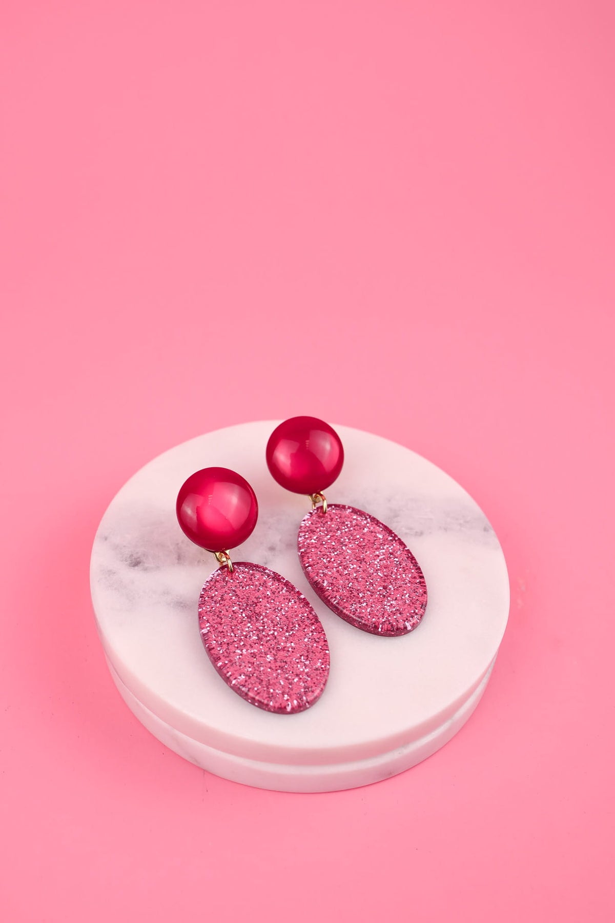 Boucles d'oreilles Lina - Robe bonbon et Fuschia