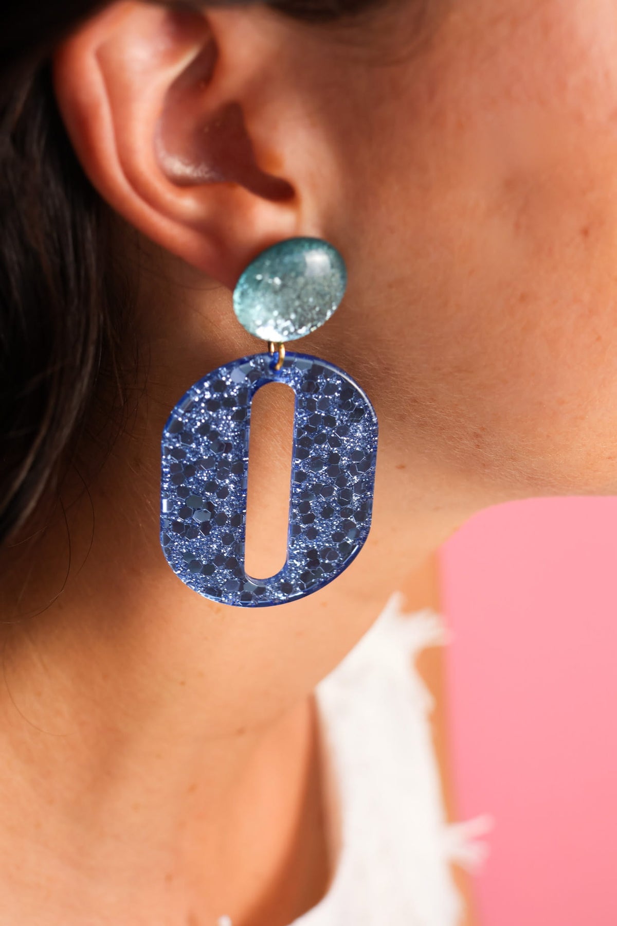 Boucles d’oreilles Alice - Bleu ciel et bleu