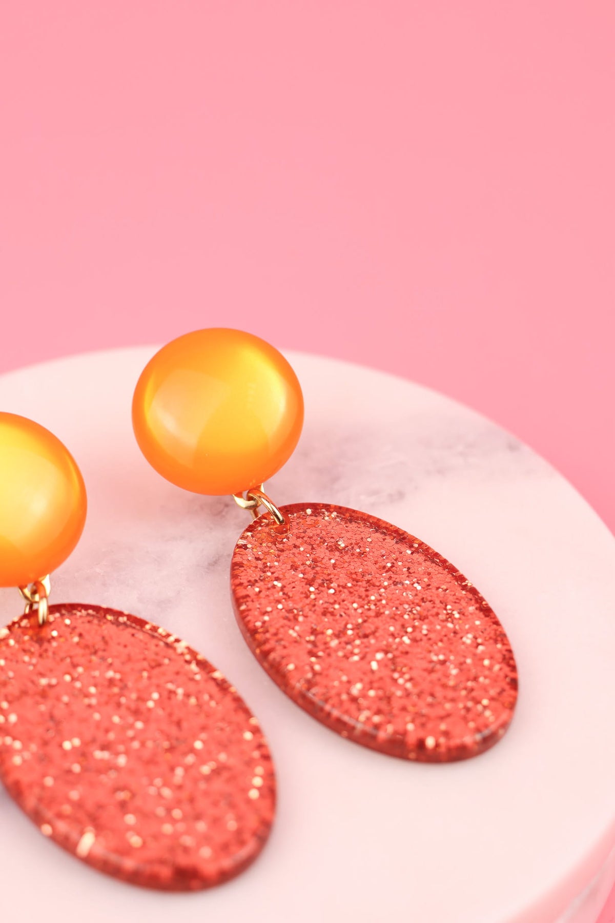 Boucles d'oreilles Lina - Orange et corail pailleté