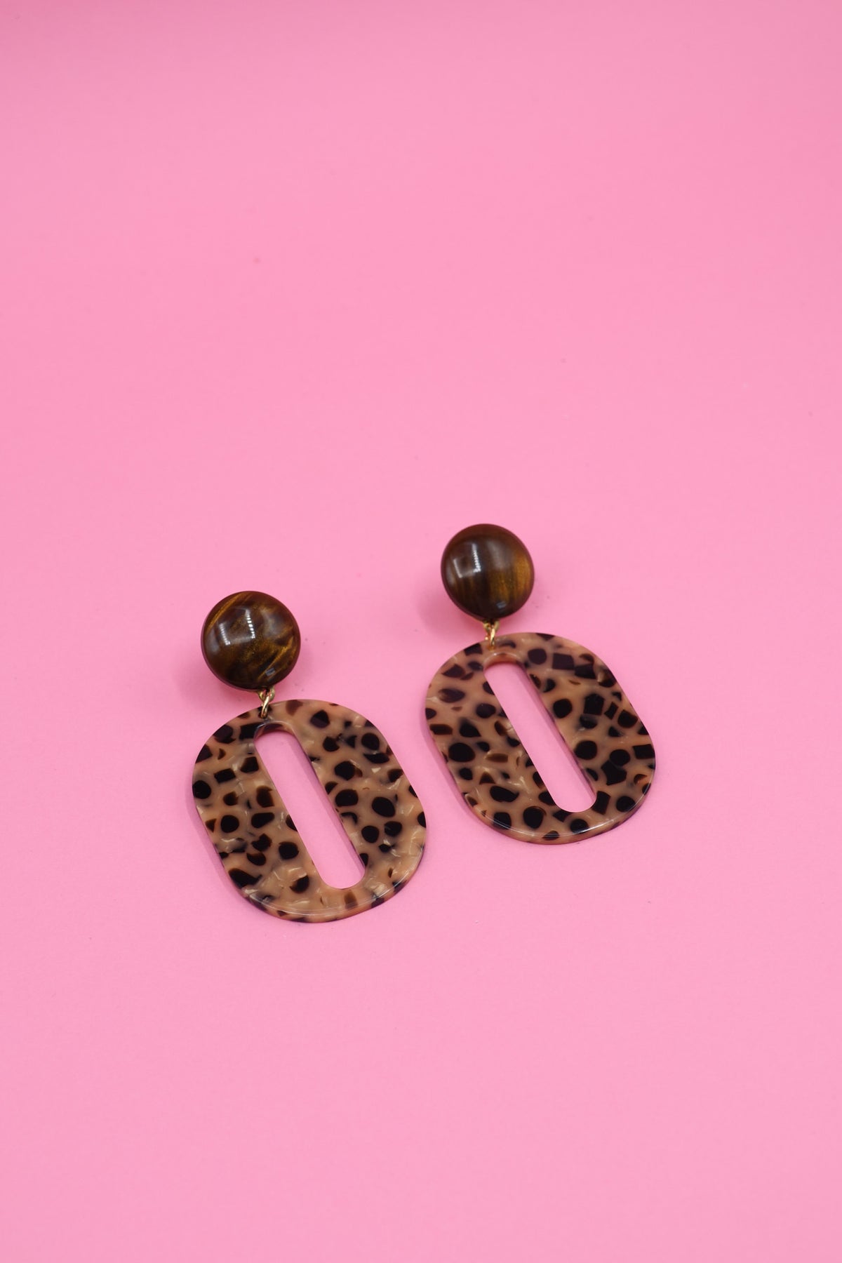 Boucles d'oreilles Alice - Marron et Léopard