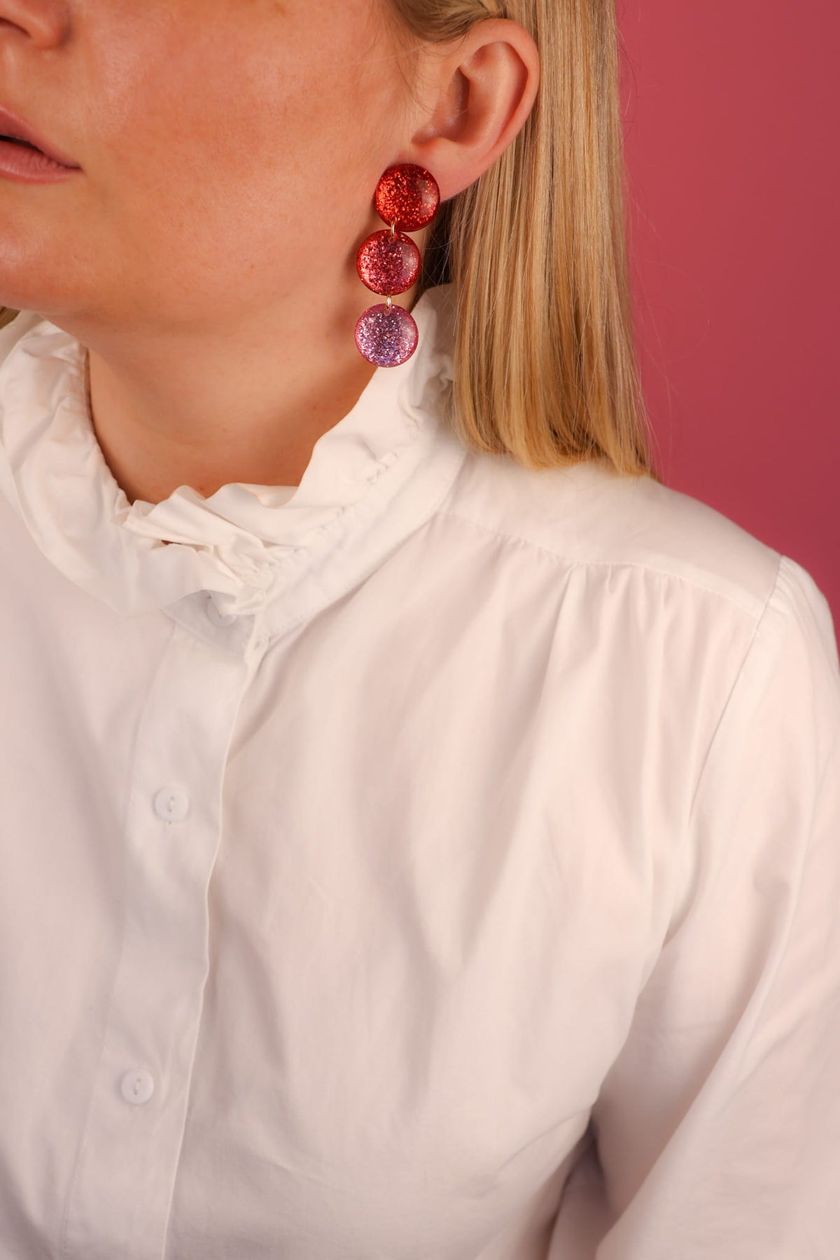 Boucles d’oreilles Suzanne - Rouge, Rosé et Rose