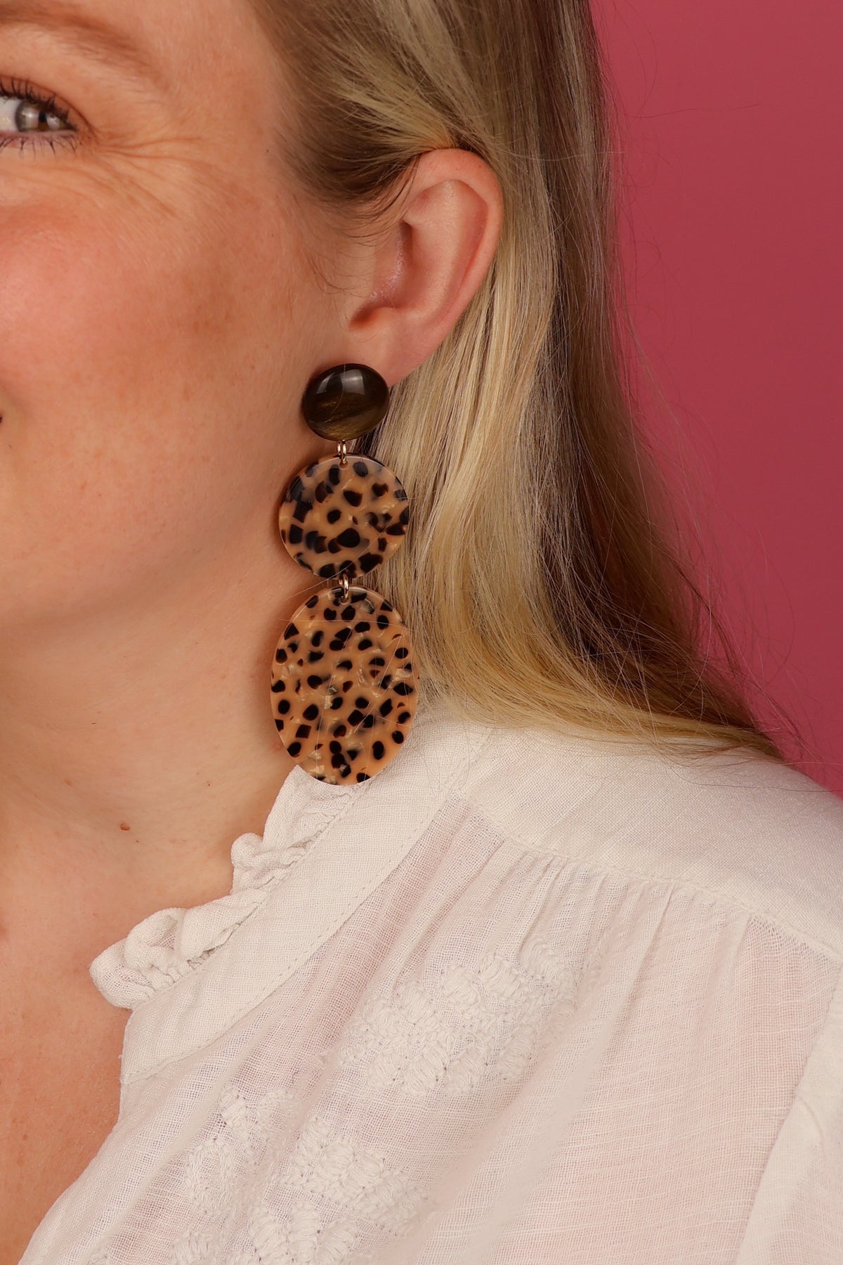 Boucles d’oreilles Emma - Marron et Léopard